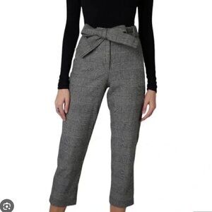 Women's Gray Plaid High-Waist Pants